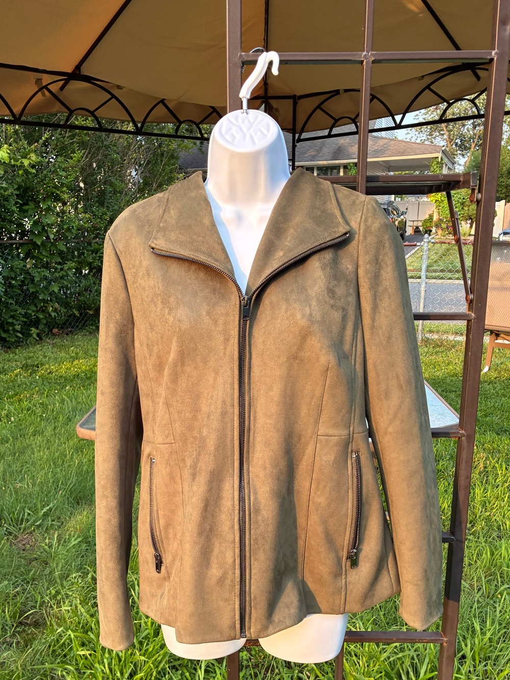 Women’s Olive Faux Suede Zip-Front Jacket -Marc New York (Andrew Mark)